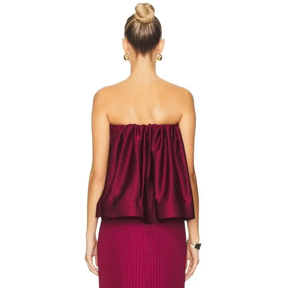 L'IDEE Breeana Top & Gala Skirt Wine Set Size S